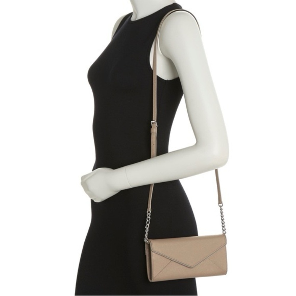 Rebecca Minkoff Cleo Saffiano Crossbody Wallet on a Chain in Sandrift